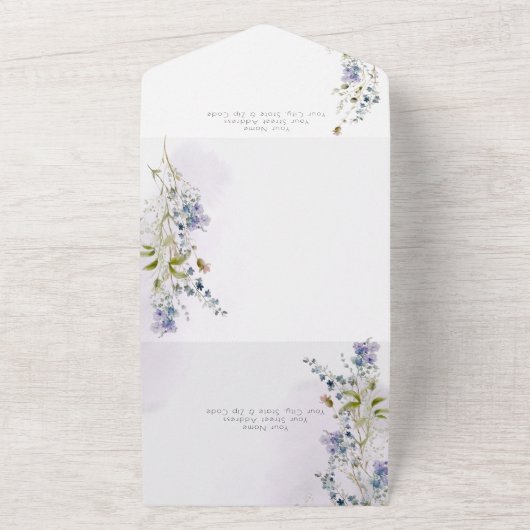 Elegant Wildflower Wedding All In One Uitnodiging (Buitenkant)