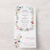 Elegant Wildflower Wedding All In One Uitnodiging (Binnen)