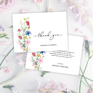 Elegant Wildflower Wedding Bedankkaart