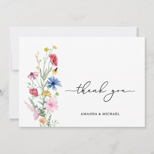 Elegant Wildflower Wedding Bedankkaart (Voorkant)