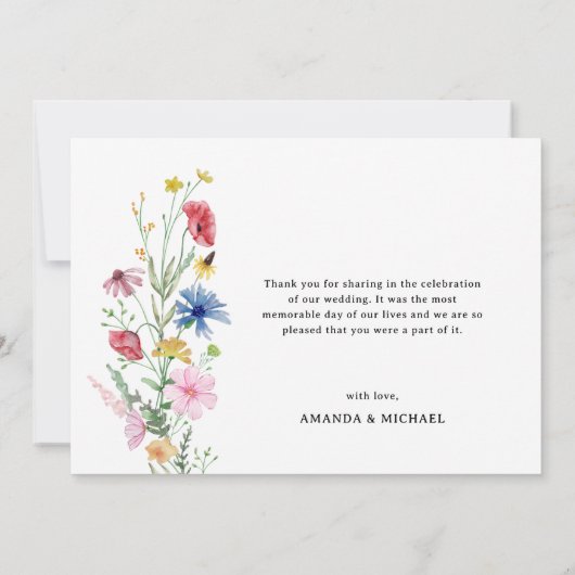 Elegant Wildflower Wedding Bedankkaart (Achterkant)