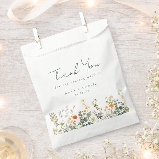 Elegant Wildflower Wedding Bedankzakje (Geknipt)