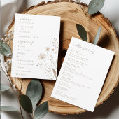 Elegant Wildflower Wedding Ceremony Program Card Kaart
