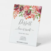 Elegant Wildflower Wedding Dessert Bar Reclamebord Met Voetstuk (Voorkant)