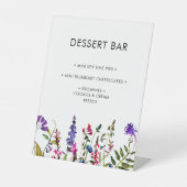 Elegant Wildflower Wedding Dessert Bar Reclamebord Met Voetstuk (Voorkant)