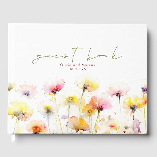 Elegant Wildflower Wedding Gastenboek (Voorkant)