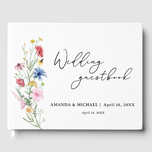 Elegant Wildflower Wedding Gastenboek (Voorkant)