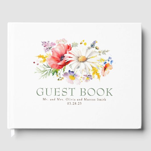 Elegant Wildflower Wedding Gastenboek (Voorkant)
