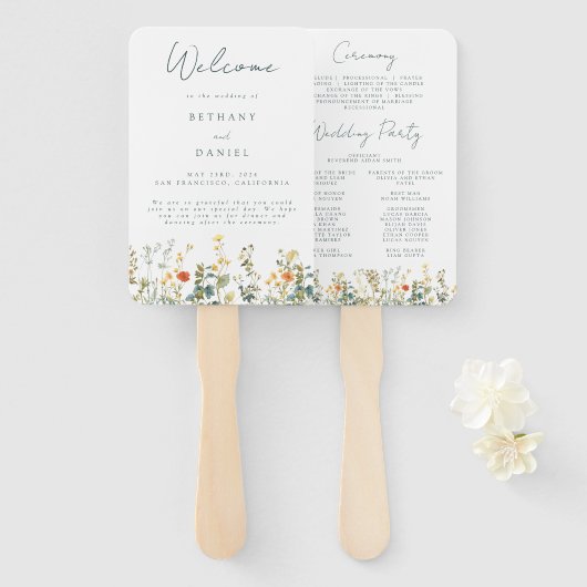 Elegant Wildflower Wedding Handwaaier (Voorkant en achterkant)