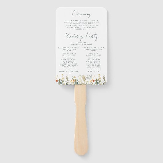 Elegant Wildflower Wedding Handwaaier (Achterkant)