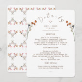 Elegant Wildflower Wedding Infor Detail Kaart (Voorkant / Achterkant)
