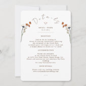 Elegant Wildflower Wedding Infor Detail Kaart (Voorkant)