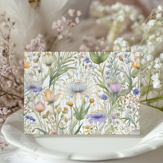 Elegant Wildflower Wedding Informatie Kaart