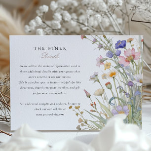 Elegant Wildflower Wedding Informatie Kaart