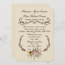 Elegant Wildflower Wedding Invitation.5-inch x 7-i