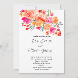 Elegant Wildflower Wedding Invitation Kaart