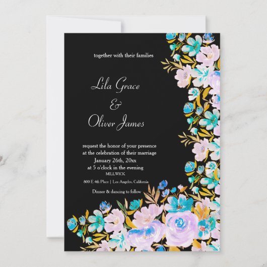 Elegant Wildflower Wedding Invitation Kaart (Voorkant)