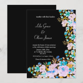 Elegant Wildflower Wedding Invitation Kaart (Voorkant / Achterkant)
