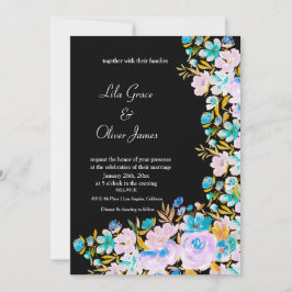 Elegant Wildflower Wedding Invitation Kaart