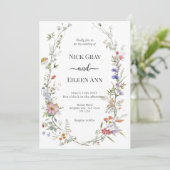 Elegant Wildflower Wedding Invitation Kaart (Staand voorkant)