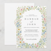 Elegant Wildflower Wedding Invitation Kaart (Voorkant / Achterkant)