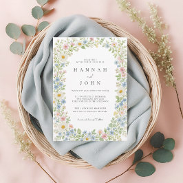Elegant Wildflower Wedding Invitation Kaart