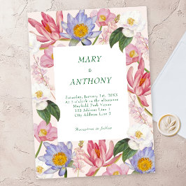 Elegant Wildflower Wedding Invitation Kaart