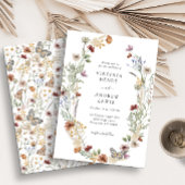 Elegant Wildflower Wedding Invitation Kaart