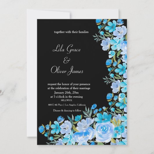 Elegant Wildflower Wedding Invitation Kaart (Voorkant)