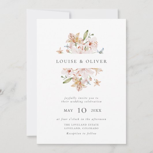 Elegant Wildflower Wedding Invitation Kaart (Voorkant)