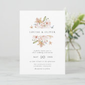 Elegant Wildflower Wedding Invitation Kaart (Staand voorkant)