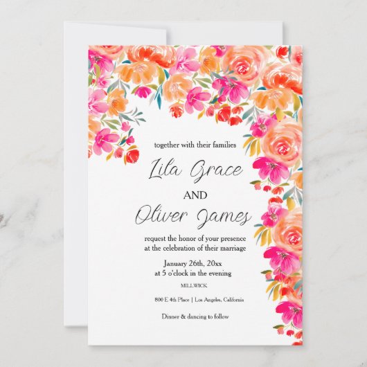 Elegant Wildflower Wedding Invitation Kaart (Voorkant)