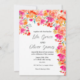 Elegant Wildflower Wedding Invitation Kaart