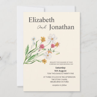 Elegant Wildflower Wedding Invite  Kaart