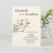 Elegant Wildflower Wedding Invite  Kaart (Staand voorkant)