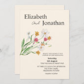 Elegant Wildflower Wedding Invite  Kaart (Voorkant / Achterkant)