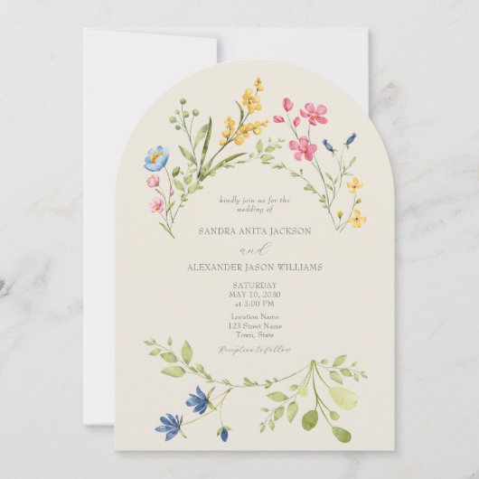 Elegant Wildflower Wedding Kaart (Voorkant)