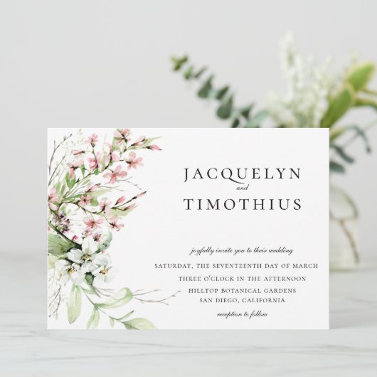 Elegant Wildflower Wedding Kaart (Staand voorkant)