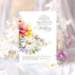 Elegant Wildflower Wedding Kaart