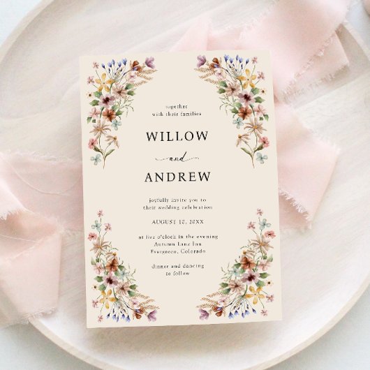 Elegant Wildflower Wedding Kaart