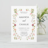 Elegant Wildflower Wedding Kaart (Staand voorkant)