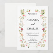 Elegant Wildflower Wedding Kaart (Voorkant / Achterkant)