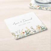Elegant Wildflower Wedding Kartonnen Onderzetters (Schuin)