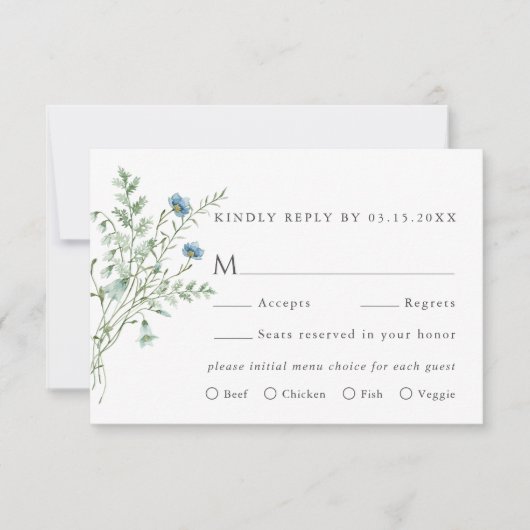 Elegant Wildflower Wedding Meal Choice RSVP (Voorkant)