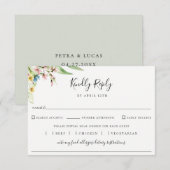 Elegant Wildflower Wedding Meal Choice RSVP Kaartje (Voorkant / Achterkant)