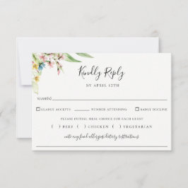 Elegant Wildflower Wedding Meal Choice RSVP Kaartje