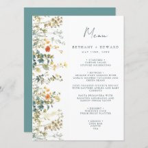 Elegant Wildflower Wedding Menu