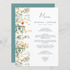 Elegant Wildflower Wedding Menu