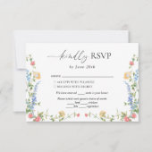 Elegant Wildflower Wedding Monogram RSVP Kaartje (Voorkant)
