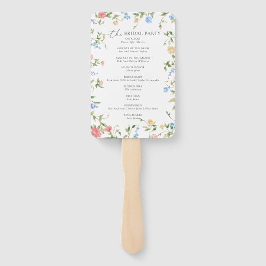 Elegant Wildflower Wedding Program Handwaaier (Achterkant)